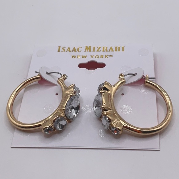 Isaac Mizrahi Gold and Silver Minimalist Hoop Earrings - Picture 1 of 3